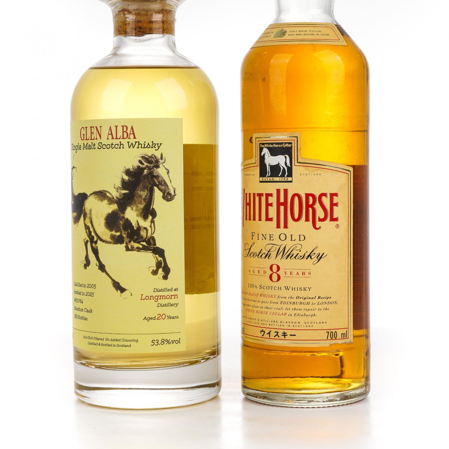 Longmorn 朗摩 20年 2005 一马当先/White Horse 白马 8年 2瓶组