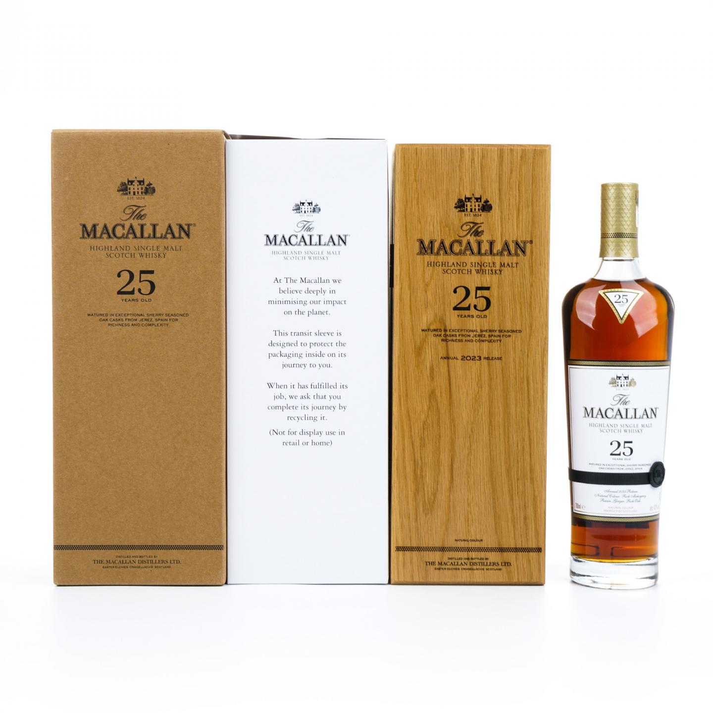 【附X光图】Macallan 麦卡伦 25年 2023 雪莉桶 黑腰带 木礼盒 700ml