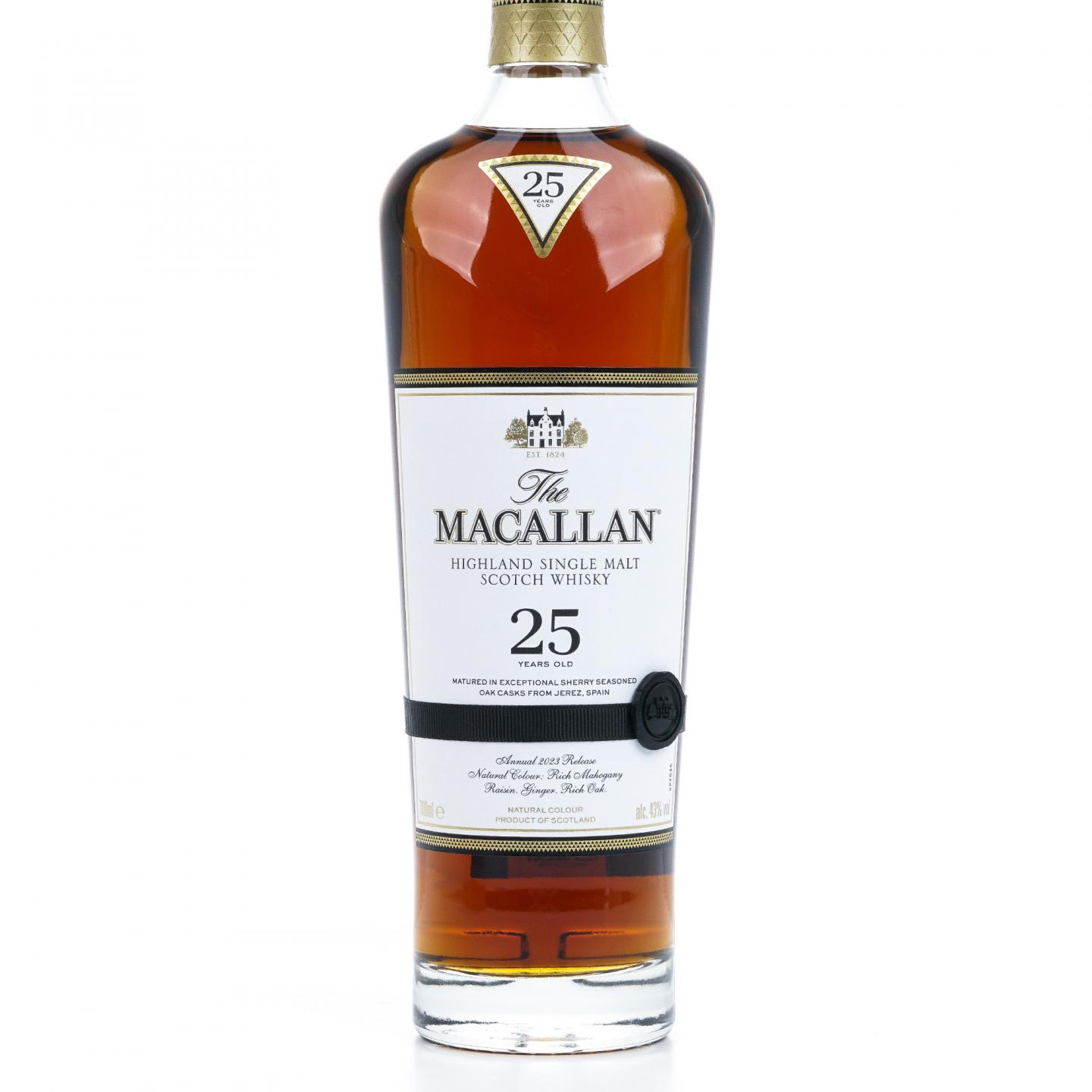 【附X光图】Macallan 麦卡伦 25年 2023 雪莉桶 黑腰带 木礼盒 700ml