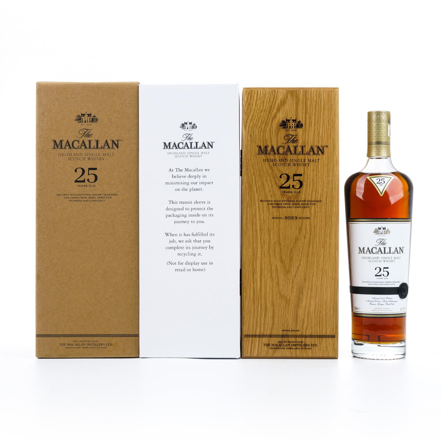【附X光图】Macallan 麦卡伦 25年 2023 雪莉桶 黑腰带 木礼盒 700ml
