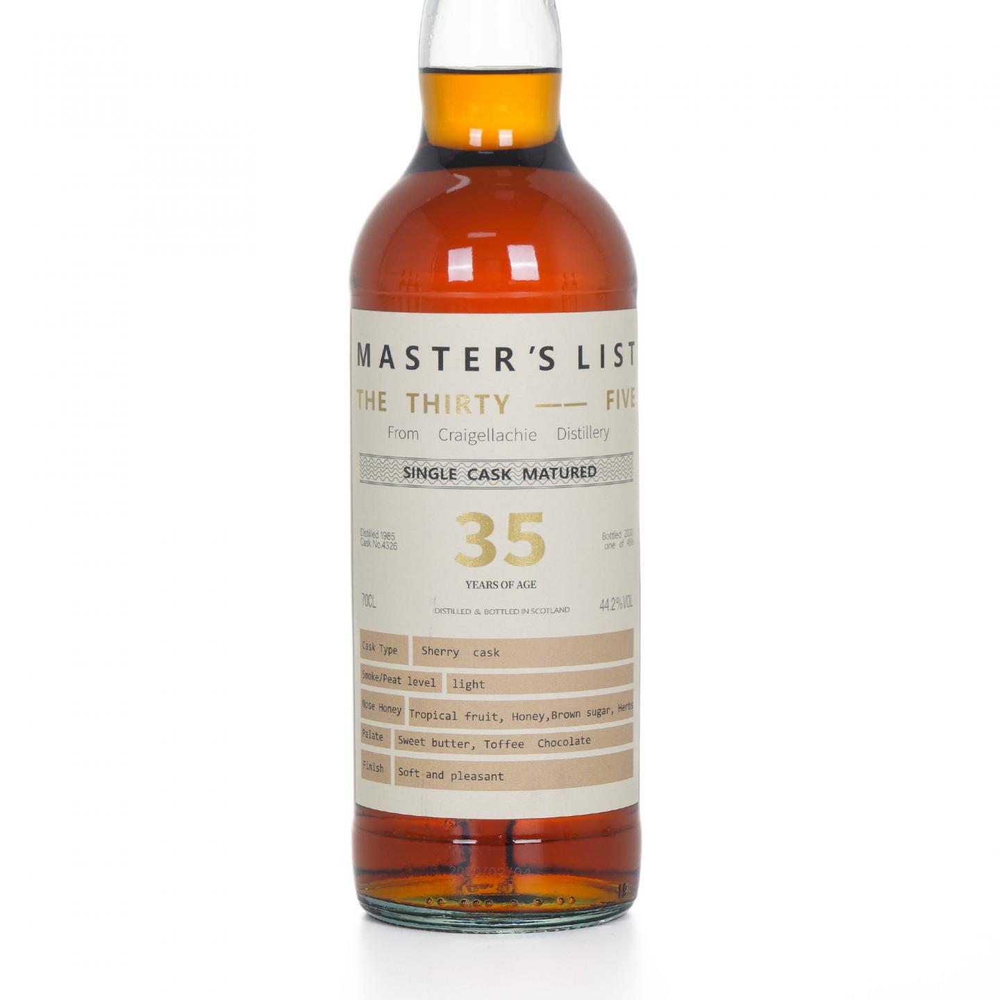 Craigellachie 克莱拉奇 35年 1985-2020 Master’s List