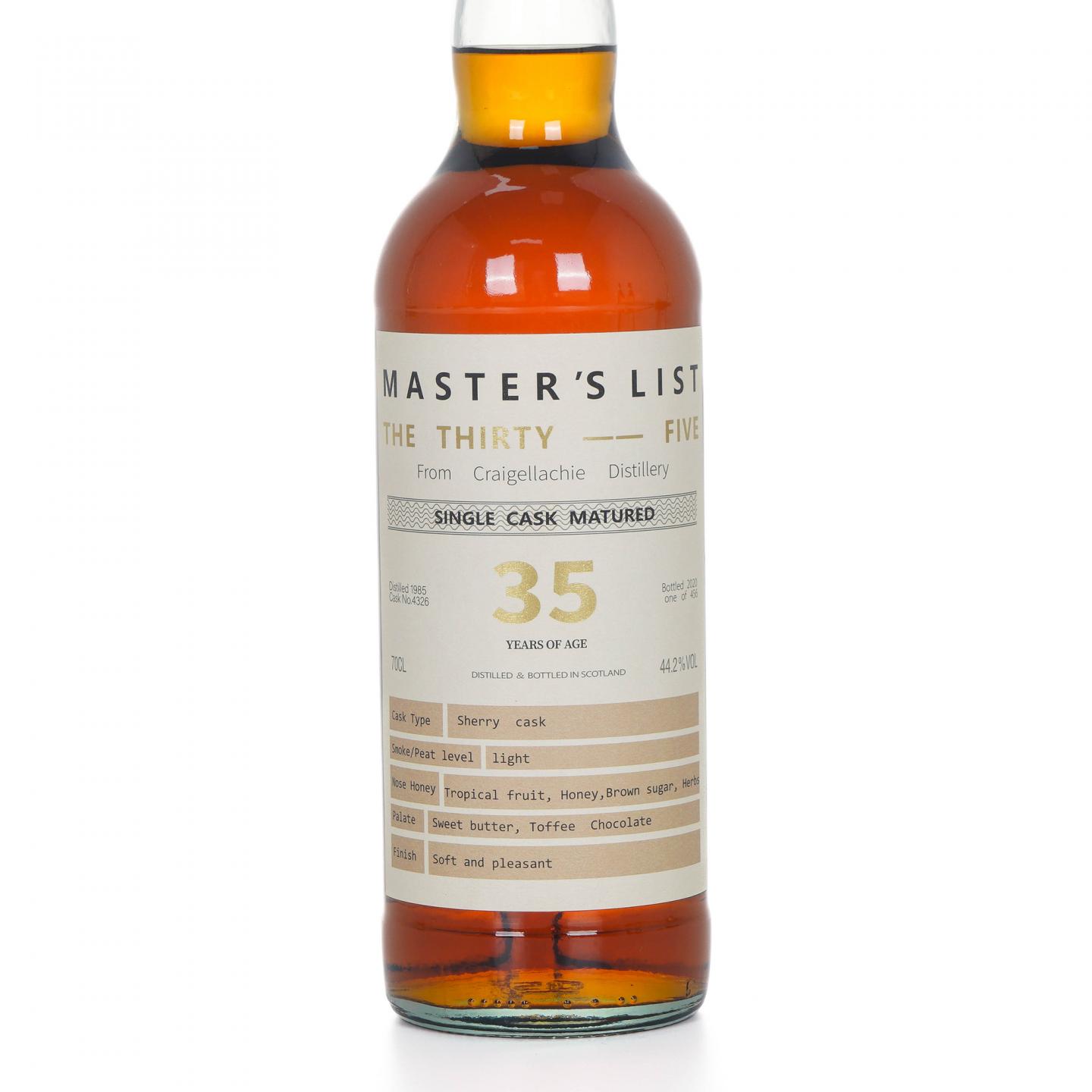 Craigellachie 克莱拉奇 35年 1985-2020 Master’s List 44.2%