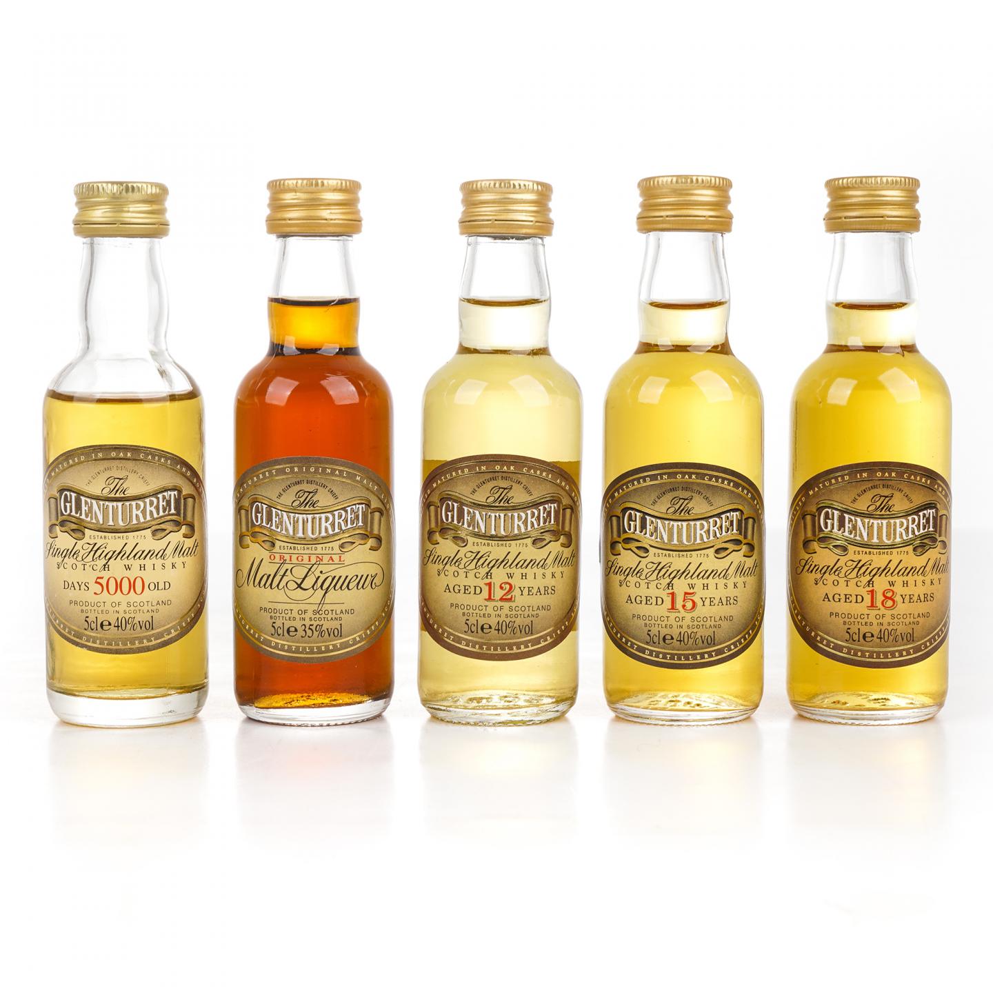 【酒版】Glenturret 格兰塔 8年/12年/15年/18年+5000 Days Old+利口酒 50ml*10支组