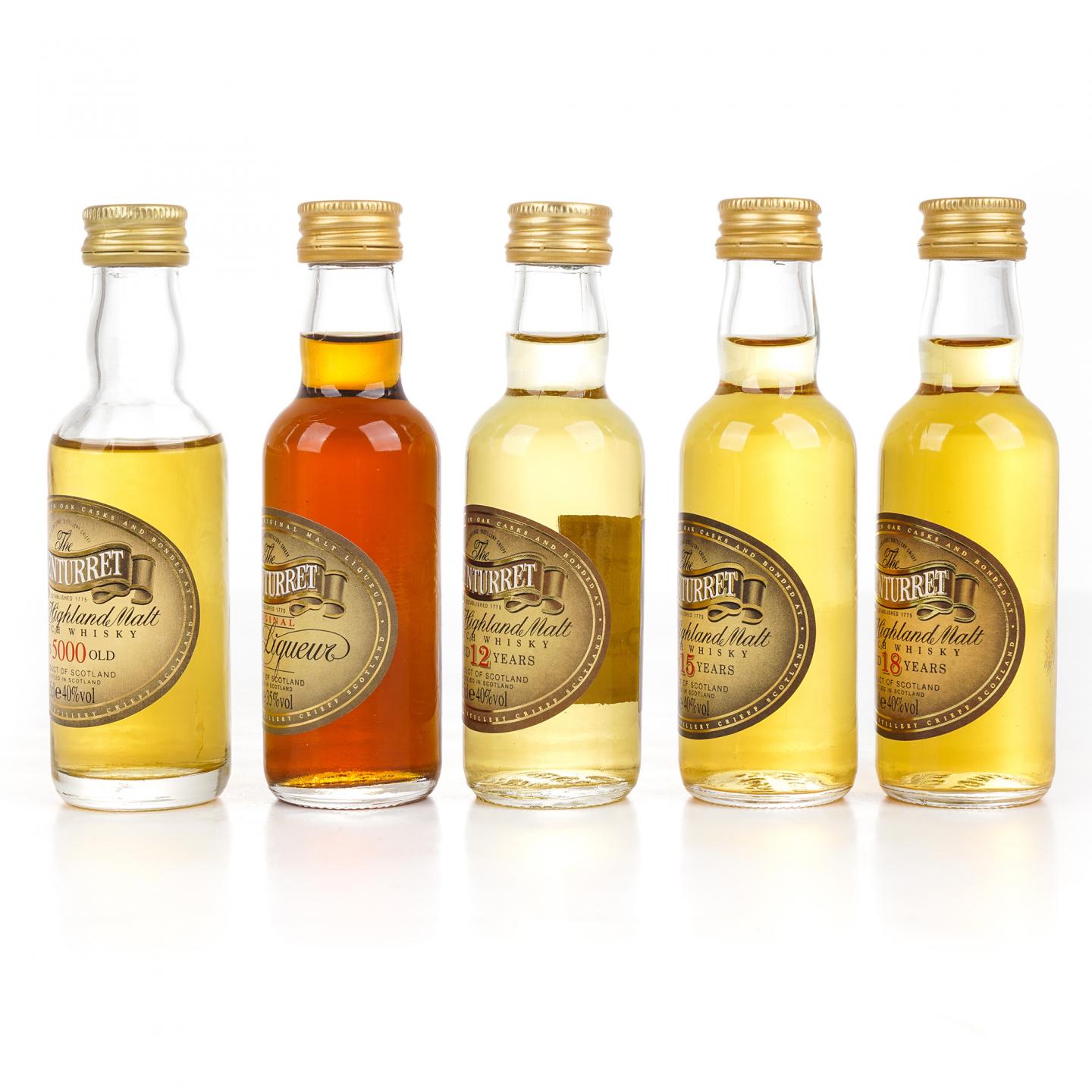 【酒版】Glenturret 格兰塔 8年/12年/15年/18年+5000 Days Old+利口酒 50ml*10支组