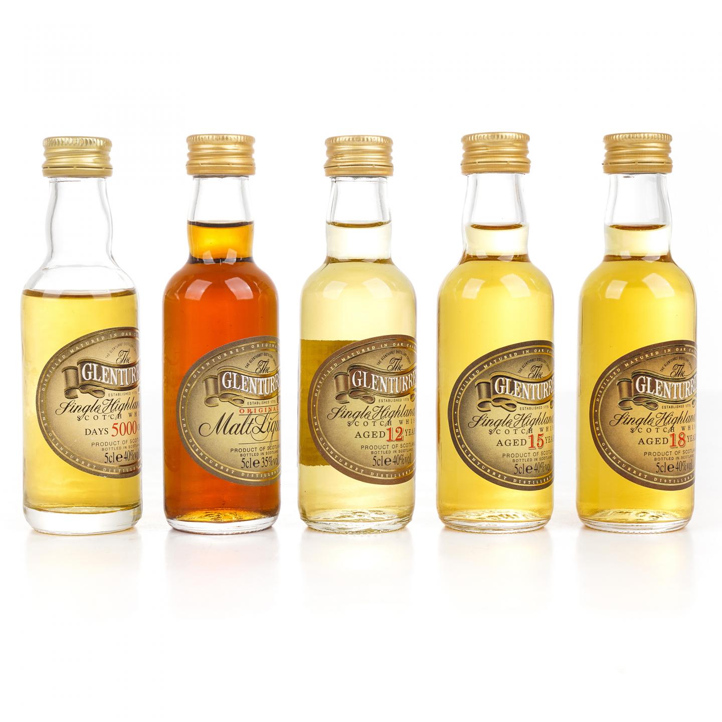 【酒版】Glenturret 格兰塔 8年/12年/15年/18年+5000 Days Old+利口酒 50ml*10支组