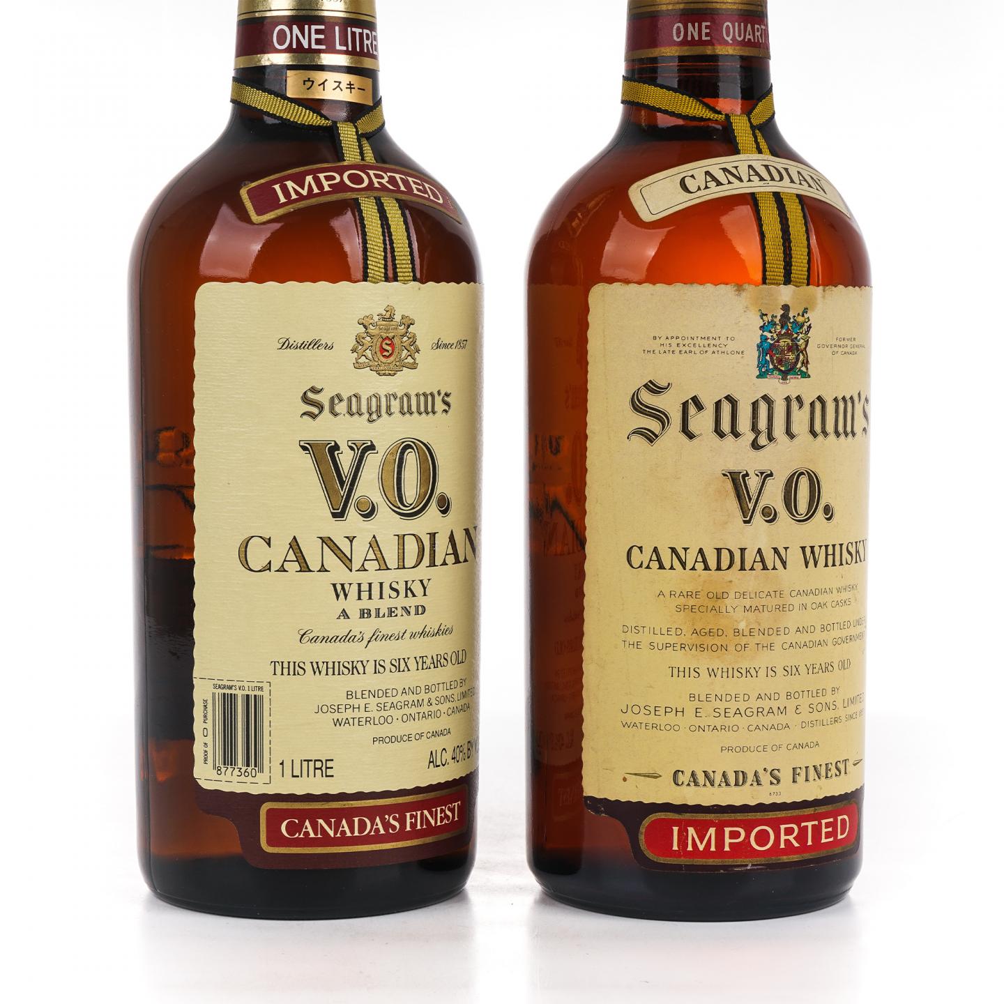 Seagram’s V.O. 加拿大威士忌 1升装+1夸脱装 2支组