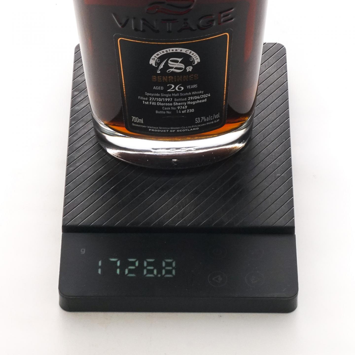 Benrinnes 本利林 26年 1997-2024 SV 雪莉桶#9749