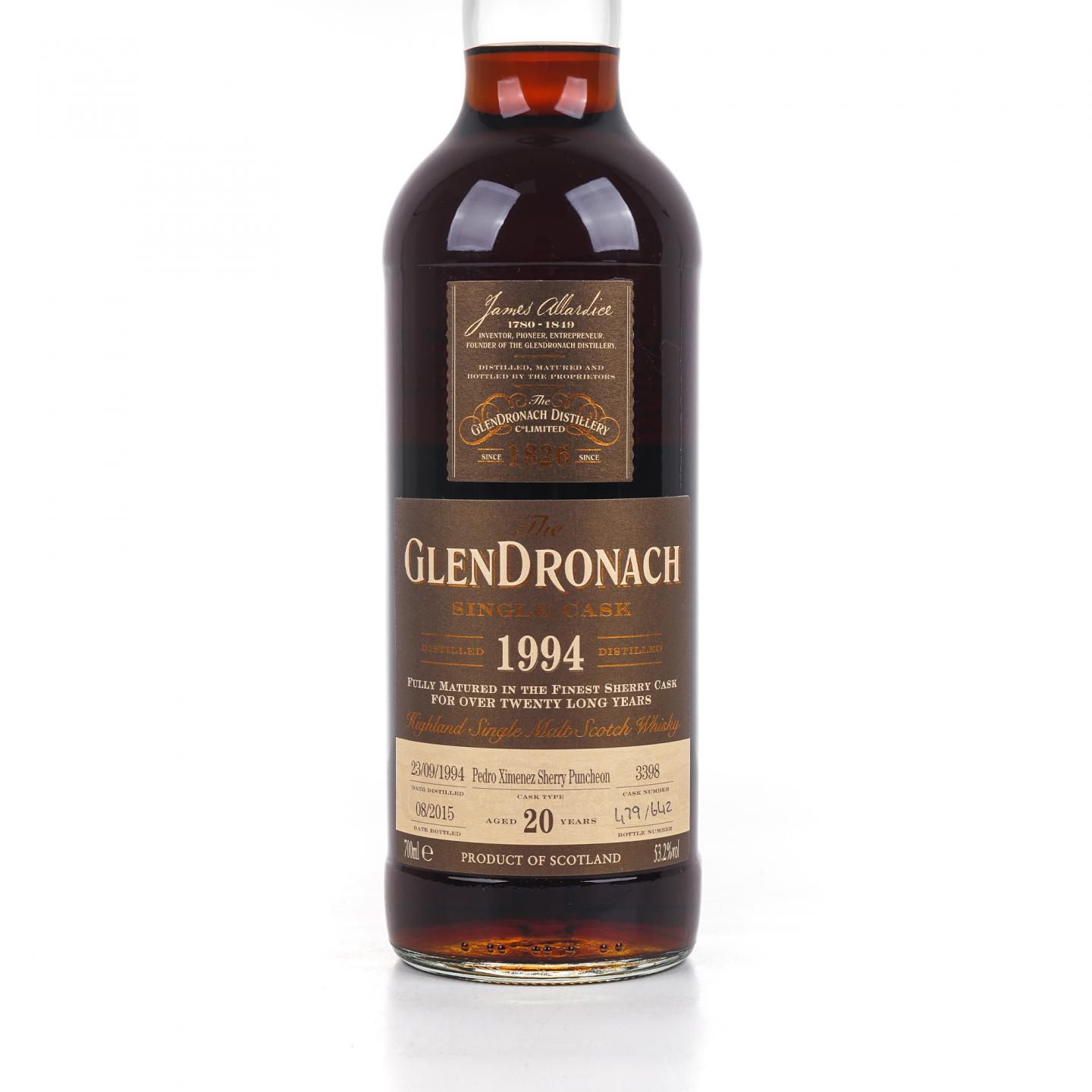 Glendronach 格兰多纳 20年 1994-2015 雪莉单桶#3398