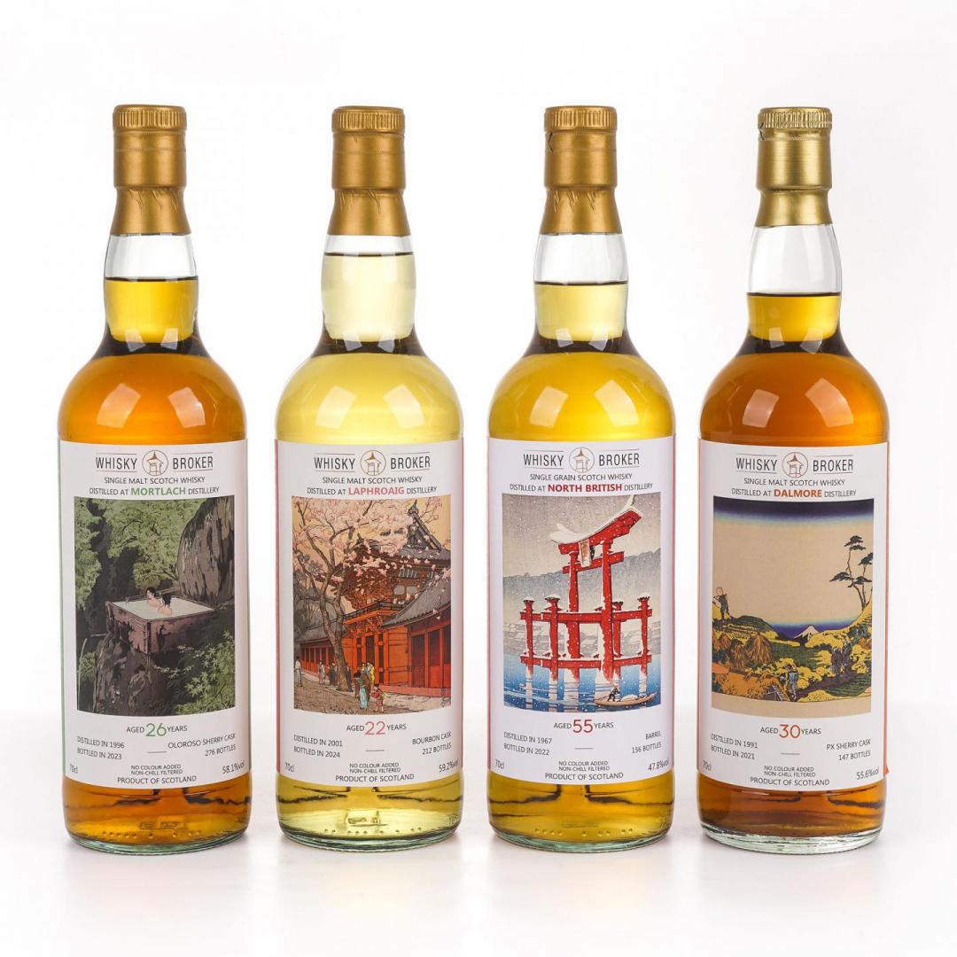 【艺术套装】拉弗格2001-2024/慕赫1996-2023/大摩1991-2021/ North British北英1967-2022 22/26/30/55年「春夏秋冬」单桶威士忌套装4只组 59.2/58.1/55.6/47.8% 700mlx4