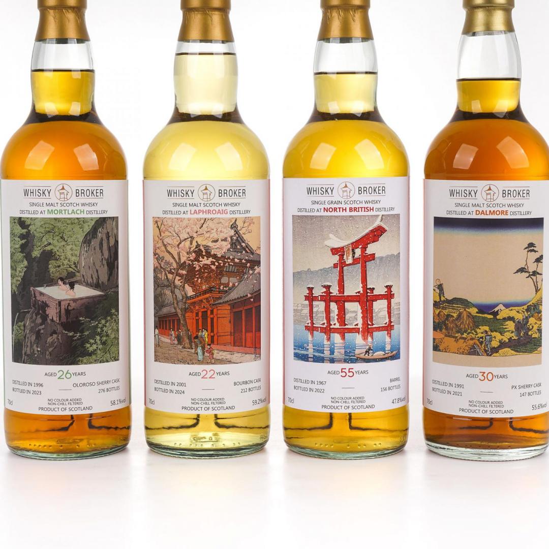 【艺术套装】拉弗格2001-2024/慕赫1996-2023/大摩1991-2021/ North British北英1967-2022 22/26/30/55年「春夏秋冬」单桶威士忌套装4只组 59.2/58.1/55.6/47.8% 700mlx4