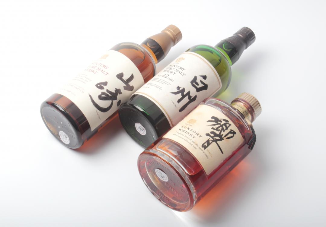 【全套首版】1984年/1994年/1989年 首版双狮标山崎12年单一麦芽威士忌/首版金花标白州12年单一麦芽威士忌/首版双狮标响17年威士忌 43% 760/750/750ml
