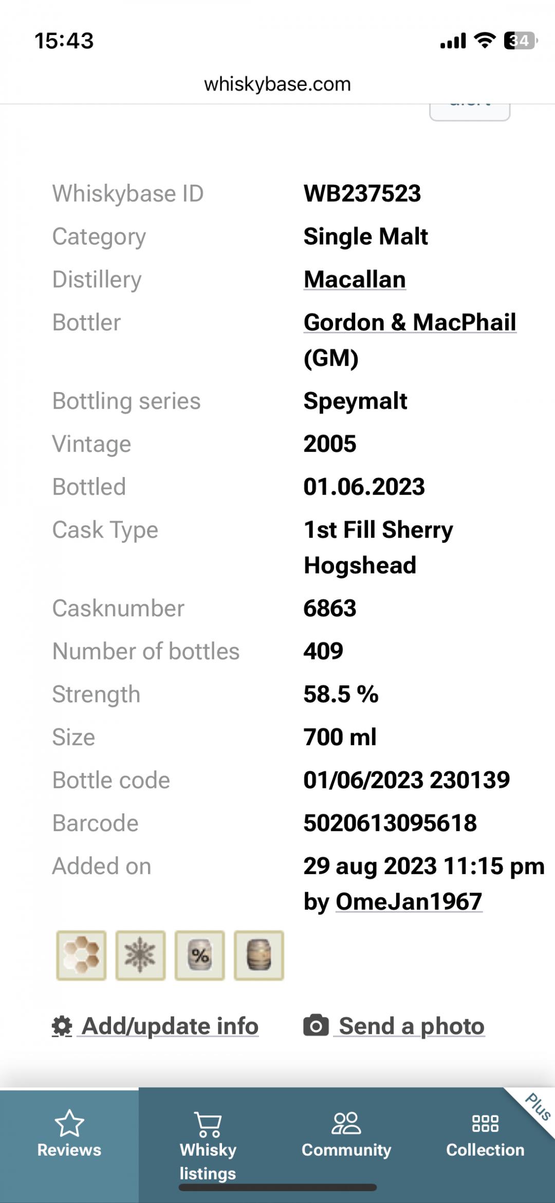 斯佩默 2005-2023装瓶 麦卡伦 18年 初填雪莉桶 酒色非常nice 非常值得收藏与品鉴