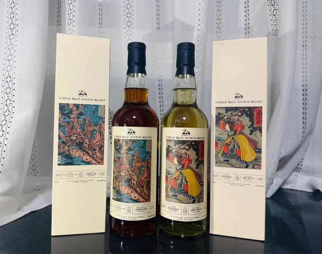 本尼维斯2013-2025/亚伯乐2014-2025 12年波本桶/11年初填oloroso雪莉桶「通俗水浒传豪杰」单桶单一麦芽威士忌2只组 55.5/54.2% 700mlx2