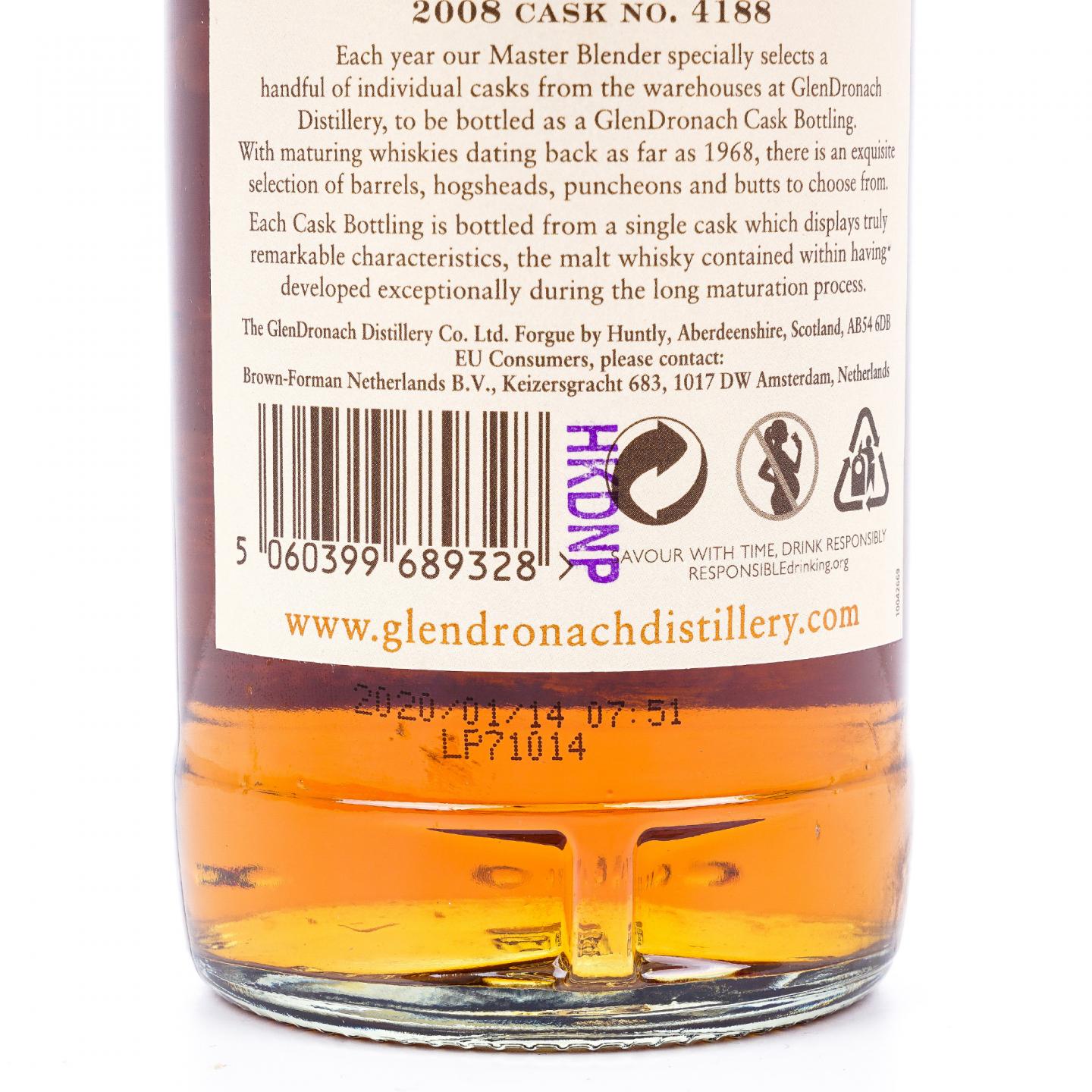 Glendronach 格兰多纳 11年 2008-2020 雪莉桶#4188