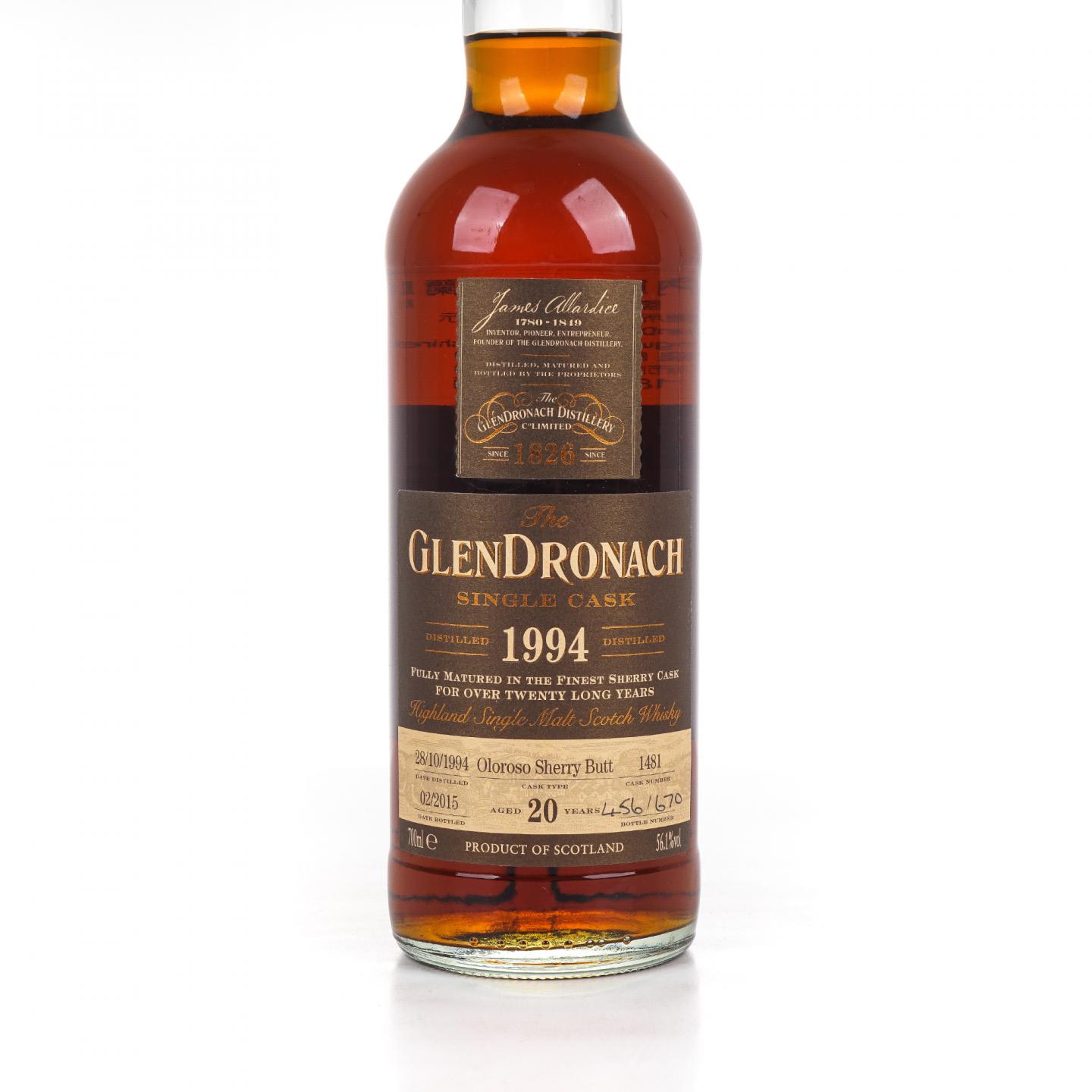 Glendronach 格兰多纳 20年 1994-2015 雪莉单桶#1481