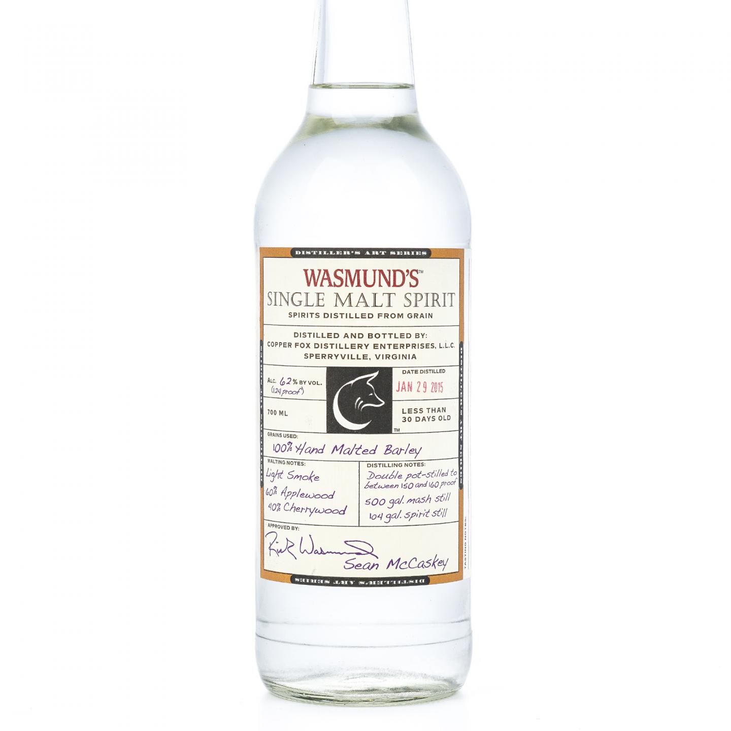 Copper Fox 2015 Wasmund’s 单一麦芽新酒 62%vol