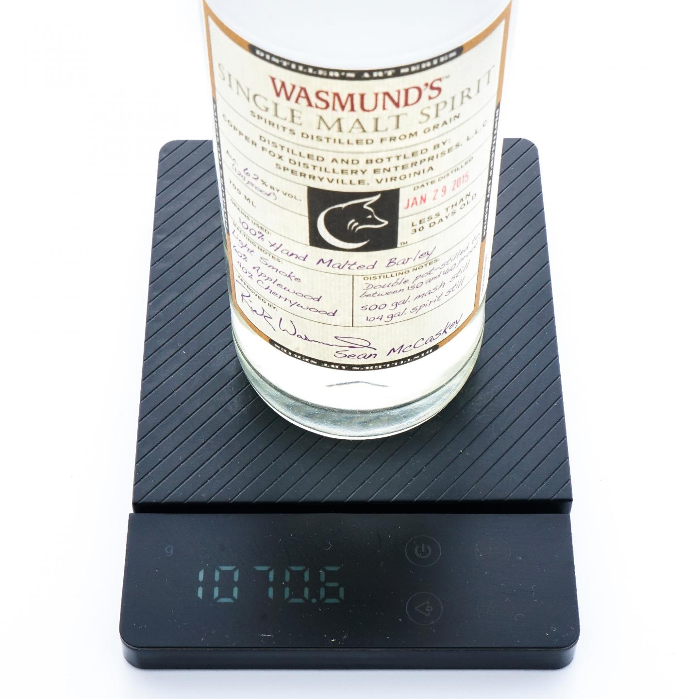 Copper Fox 2015 Wasmund’s 单一麦芽新酒 62%vol