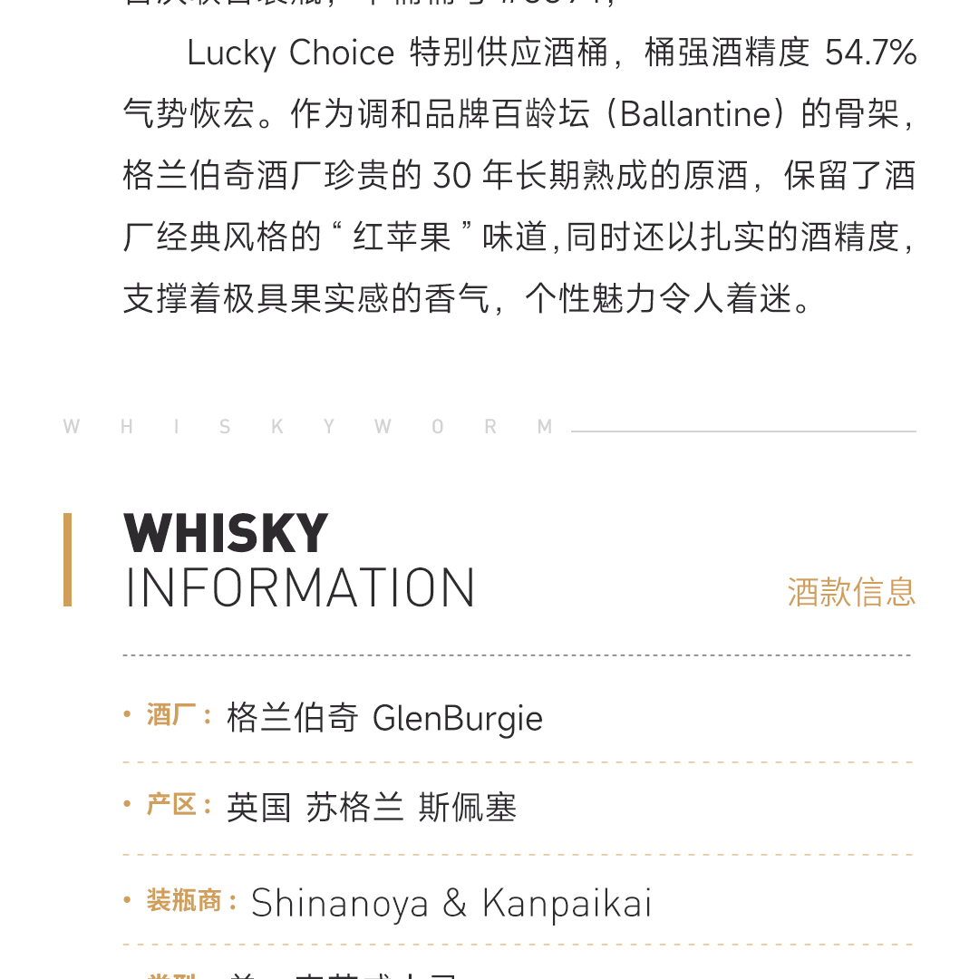 【信浓屋精选】GlenBurgie 格兰伯奇30年1995单一麦芽威士忌