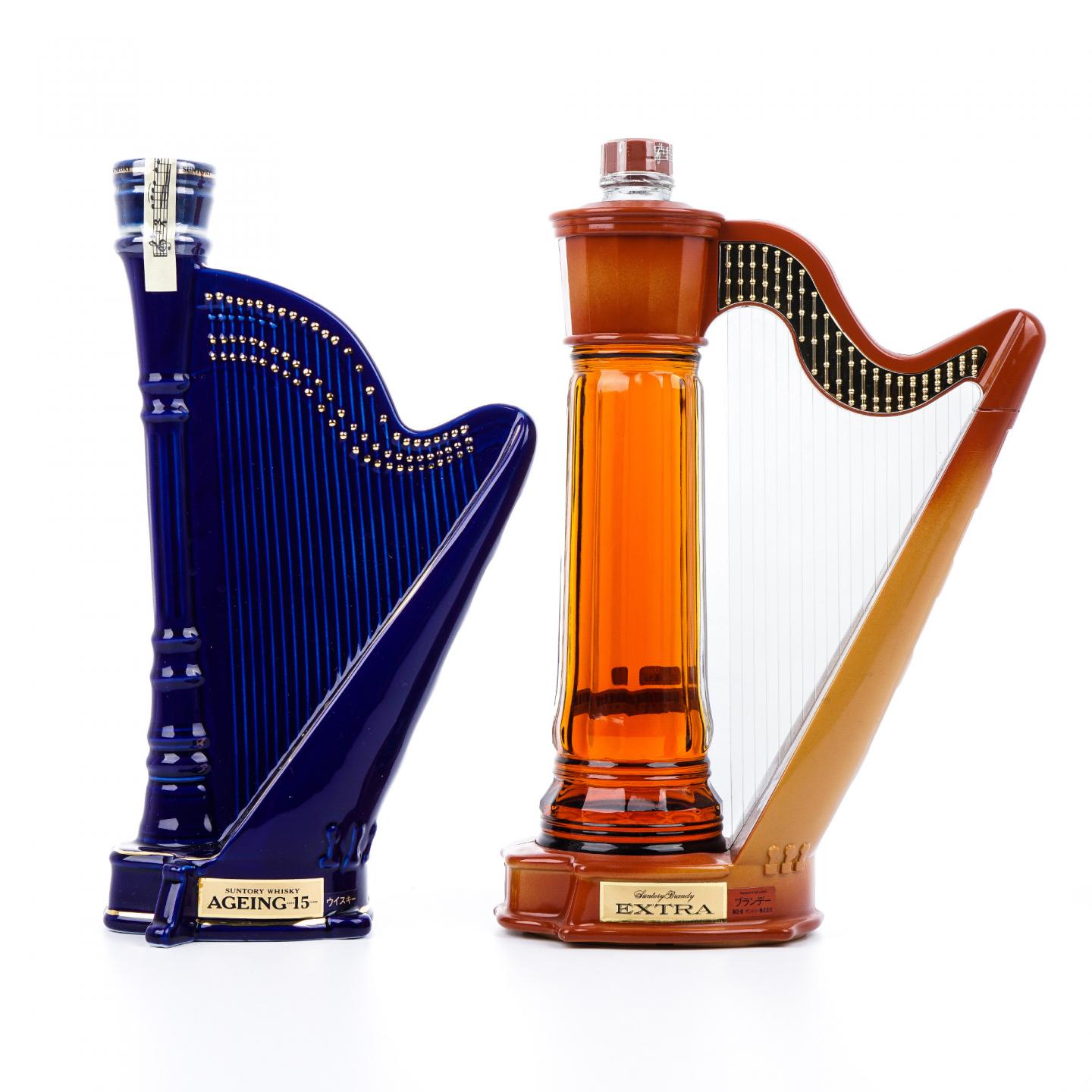 三得利 白兰地 竖琴造型+15年 调和 蓝色竖琴 2瓶组