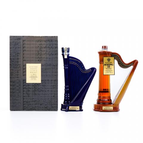 三得利 白兰地 竖琴造型+15年 调和 蓝色竖琴 2瓶组