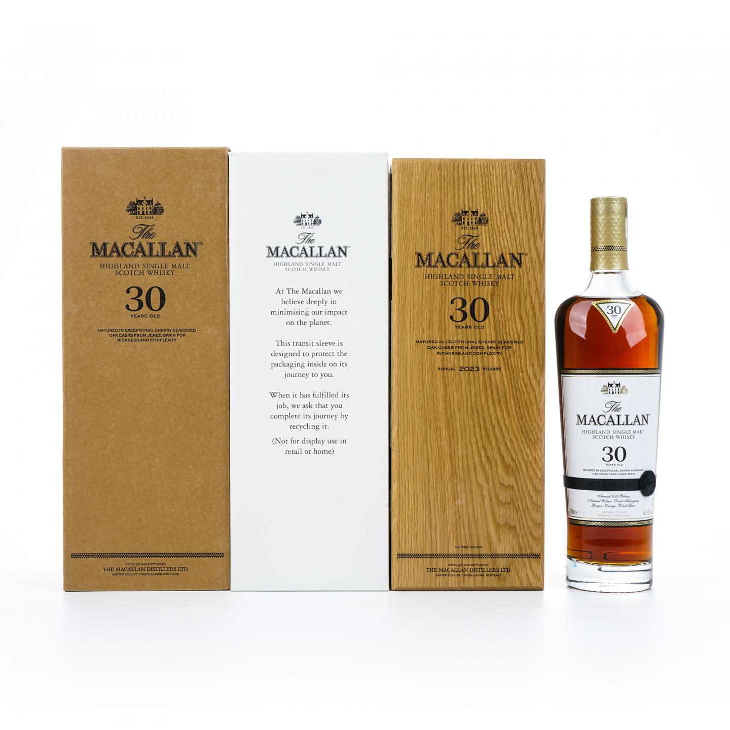 【附X光图】Macallan 麦卡伦 30年 2023 雪莉桶 黑腰带 木盒 43%Vol.