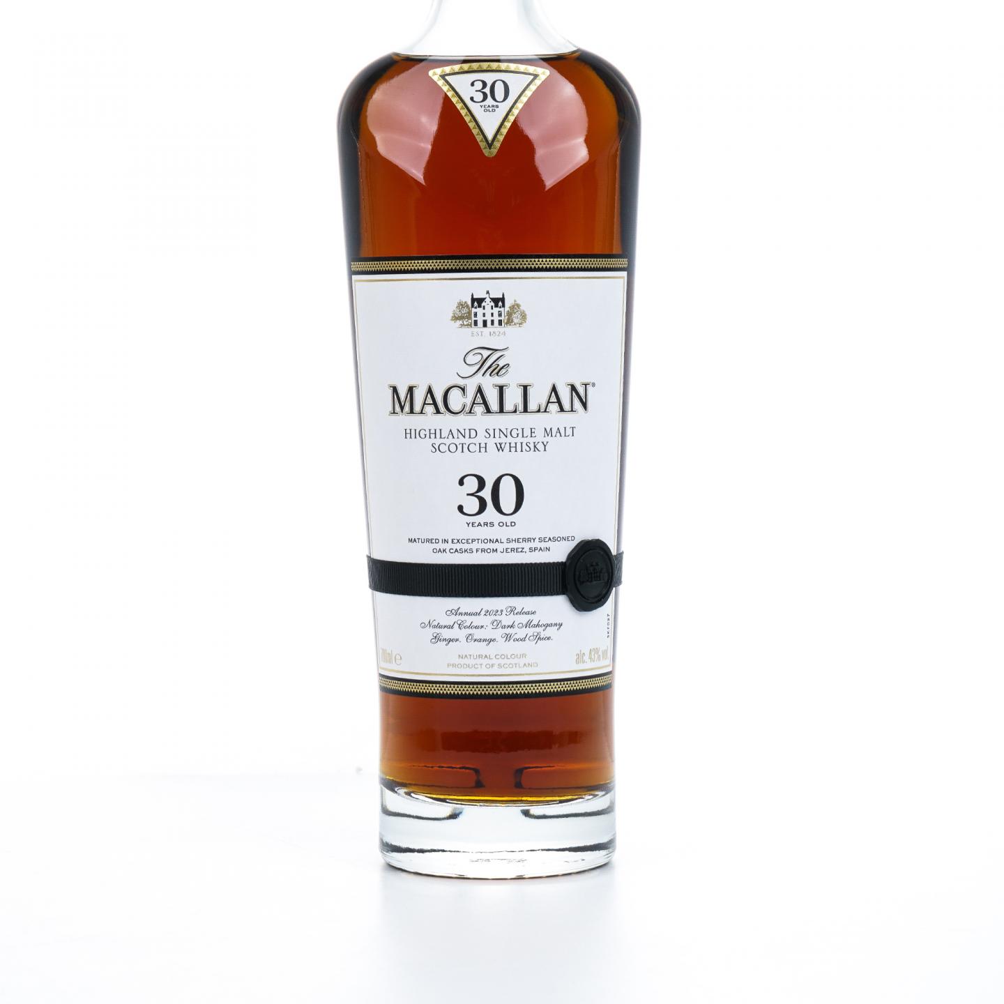 【附X光图】Macallan 麦卡伦 30年 2023 雪莉桶 黑腰带 木盒 43%Vol.