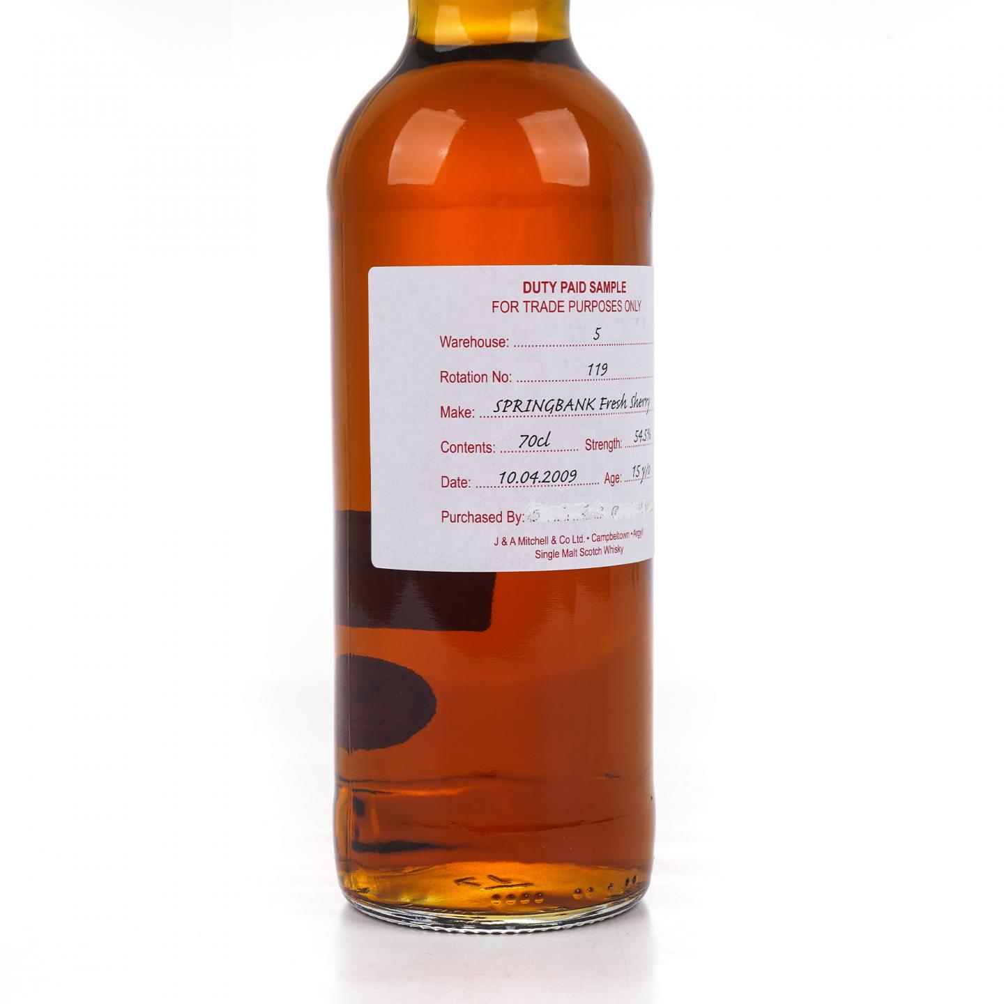 Springbank 云顶 15年 2009 完税瓶 新鲜雪莉桶