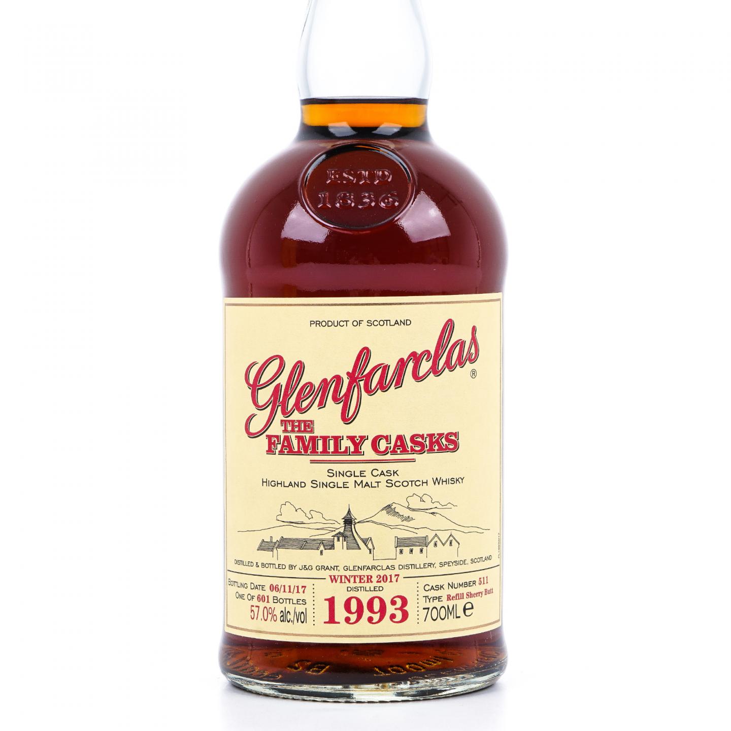 Glenfarclas 格兰花格 1993-2017 家族桶 雪莉单桶#511