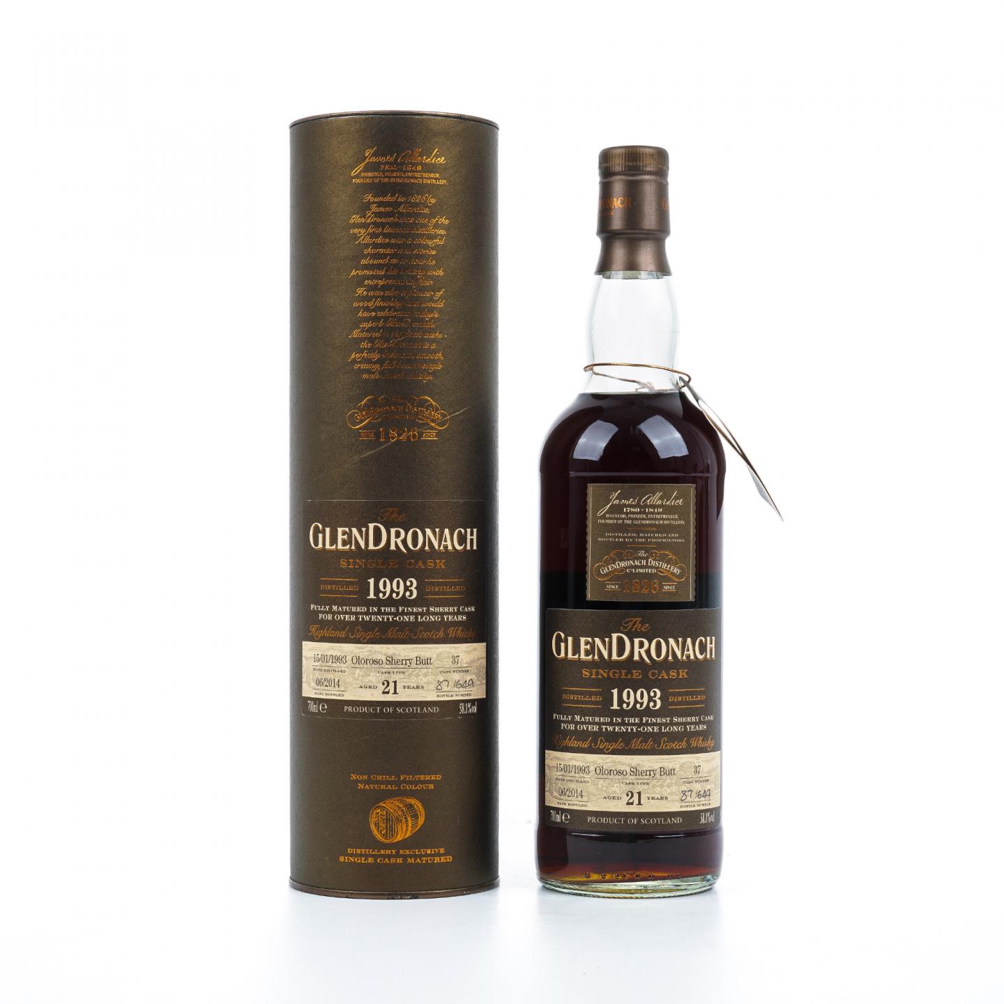 Glendronach 格兰多纳 21年 1993-2014 雪莉单桶#37