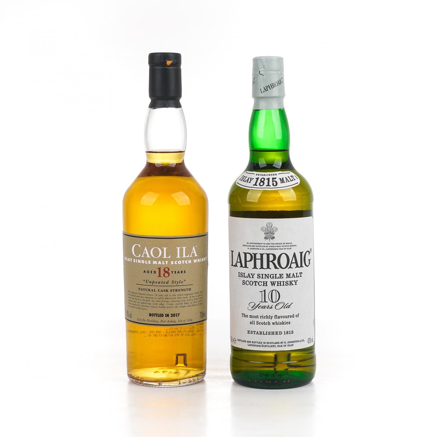 Caol Ila 卡尔里拉 18年/Laphroaig 拉弗格 10年 700ml+750ml 2瓶组