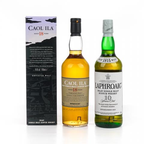 Caol Ila 卡尔里拉 18年/Laphroaig 拉弗格 10年 700ml+750ml 2瓶组