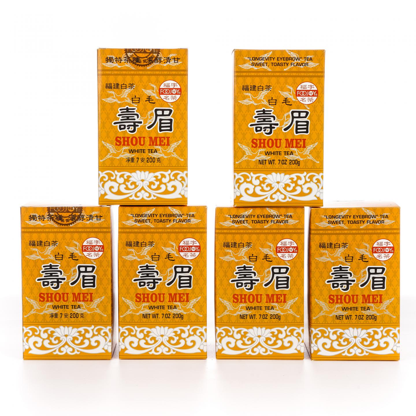 九十年代 福字名茶公司监制 出口级福字牌白毛寿眉 6盒组*200克