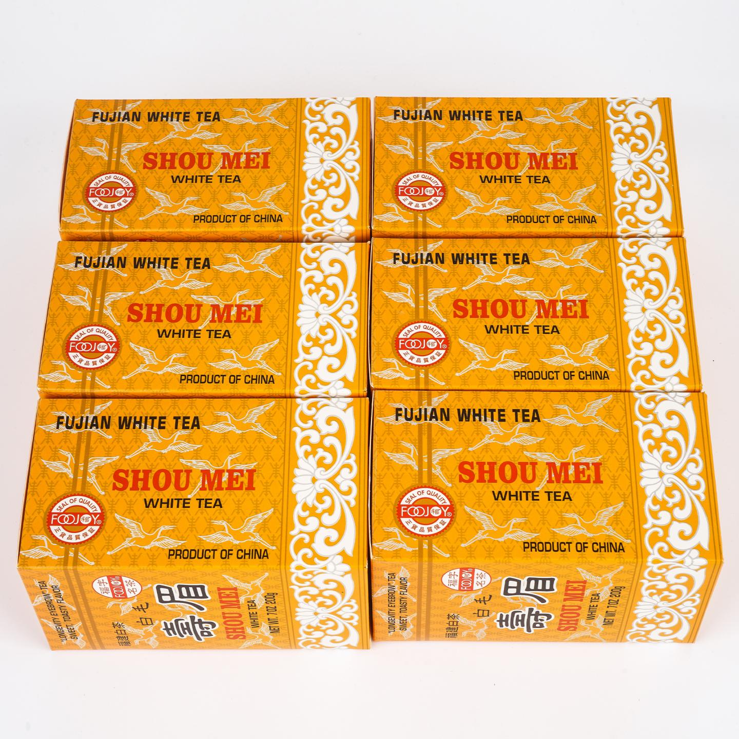 九十年代 福字名茶公司监制 出口级福字牌白毛寿眉 6盒组*200克