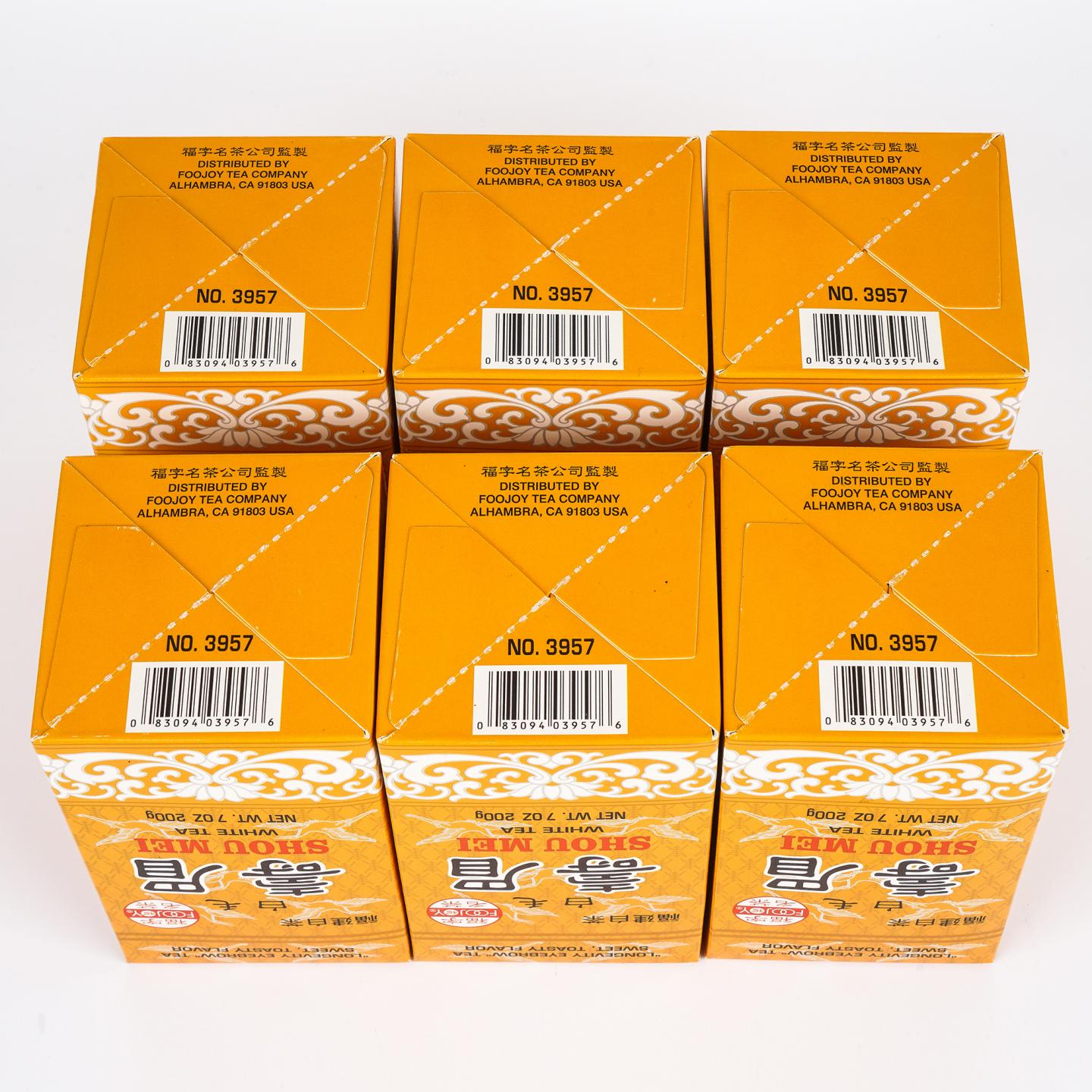 九十年代 福字名茶公司监制 出口级福字牌白毛寿眉 6盒组*200克