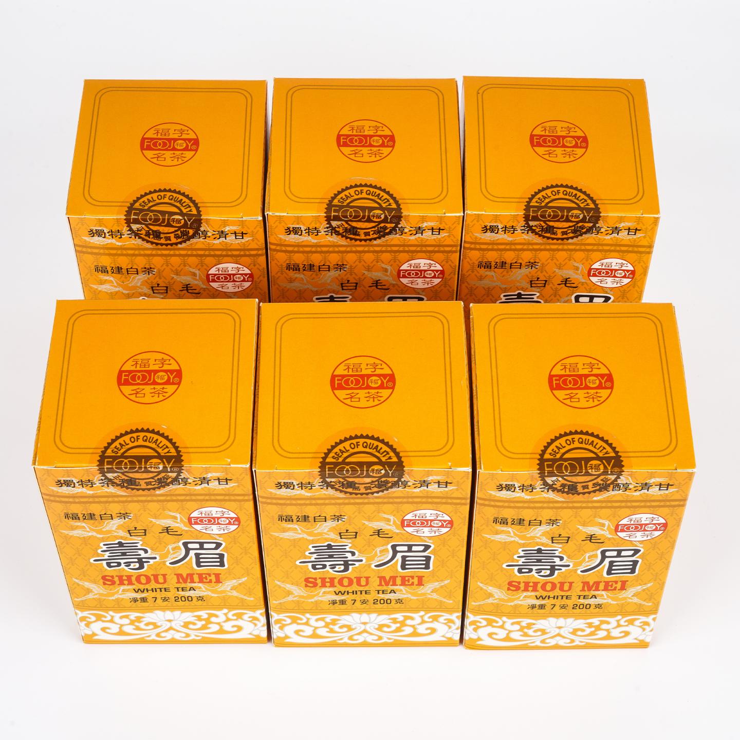 九十年代 福字名茶公司监制 出口级福字牌白毛寿眉 6盒组*200克