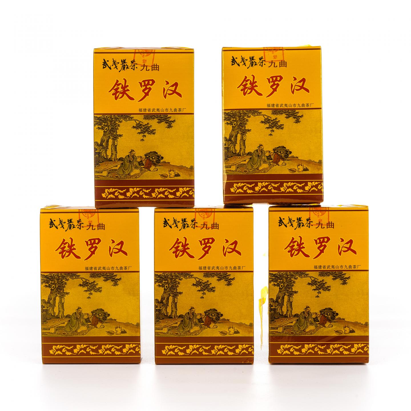 1999年 武夷山市九曲茶厂 正岩精品铁罗汉 5盒组*50克