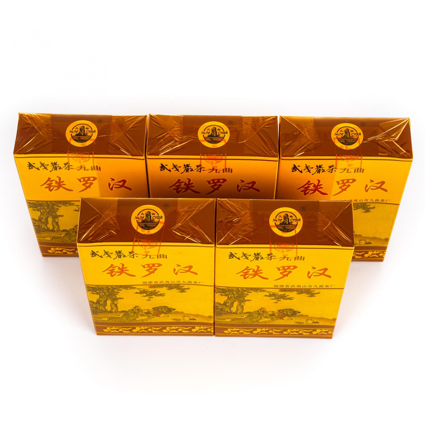 1999年 武夷山市九曲茶厂 正岩精品铁罗汉 5盒组*50克