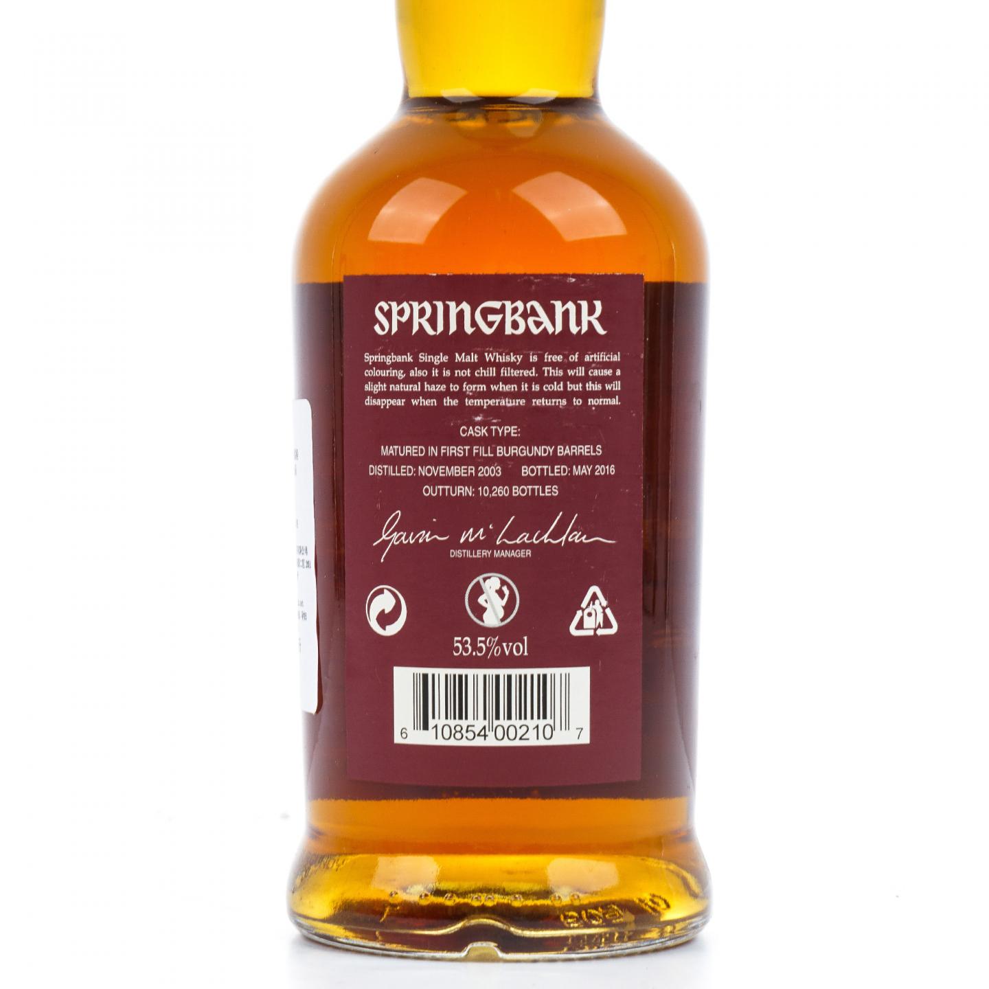 Springbank 云顶 12年 2003-2016 勃艮第桶 53.5%