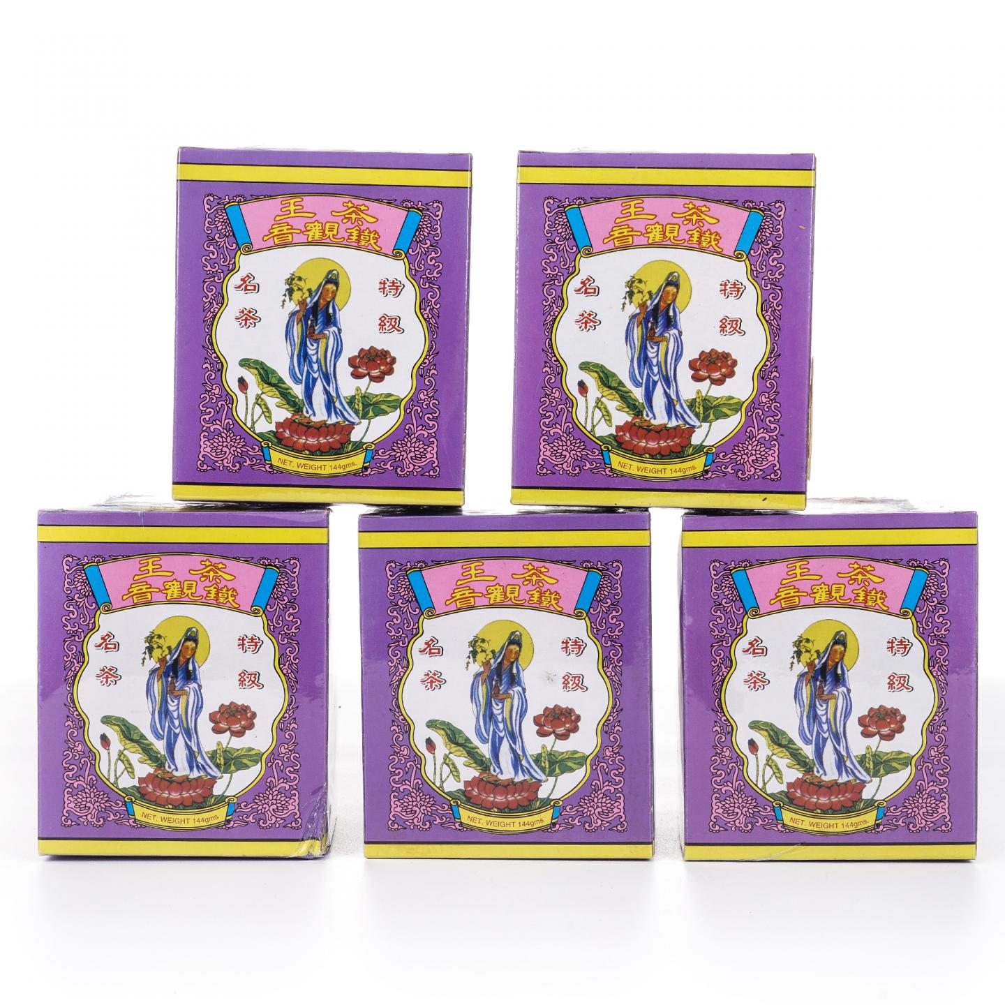 九十年代 源崇美茶庄 双龙毛牌茶王铁观音 5盒组*144克