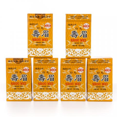 九十年代 福字名茶公司监制 出口级福字牌白毛寿眉 6盒组*200克