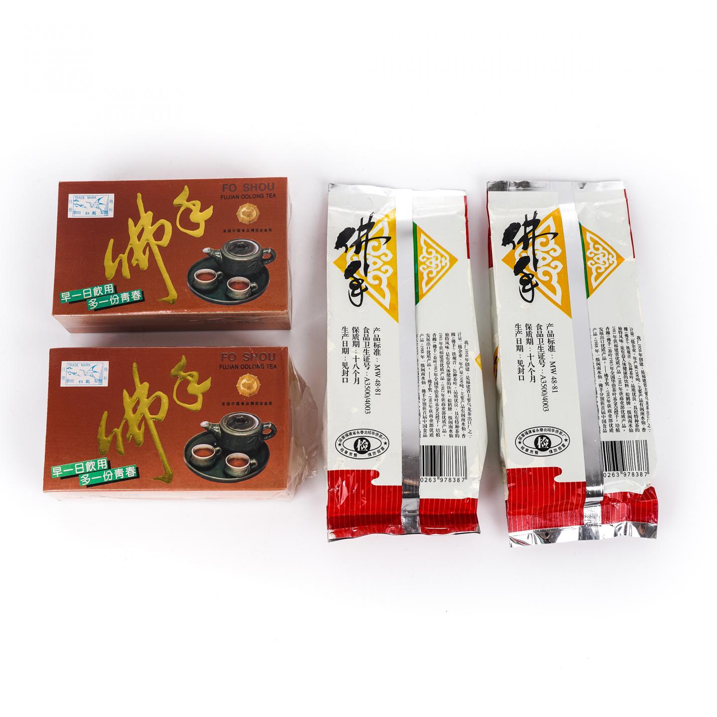 九十年代 国营北硿华侨茶厂出品 松鹤牌佛手盒装+松鹤牌佛手袋装 4件组*125克