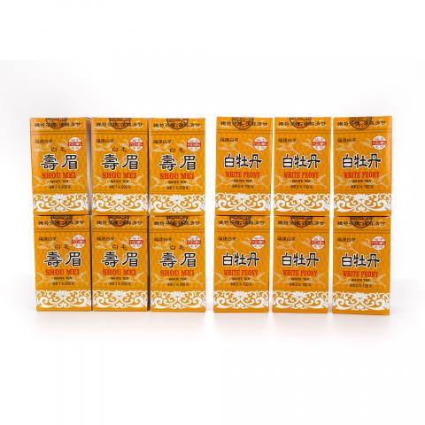九十年代 出口级福字牌 白毛寿眉 200克*6盒+白牡丹 100克*6盒