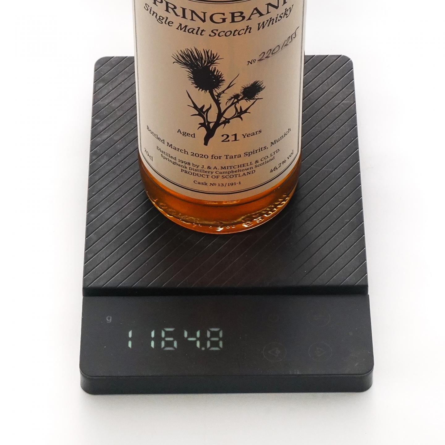 Springbank 云顶 21年 1998-2020 桶号#13/191-1 TARA 薊花