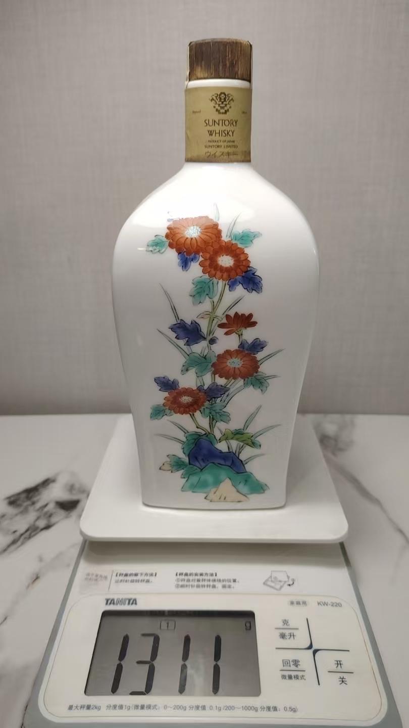 90年代 山崎12年绝版金花标「锦菊梅竹纹」有田烧单一麦芽日本威士忌