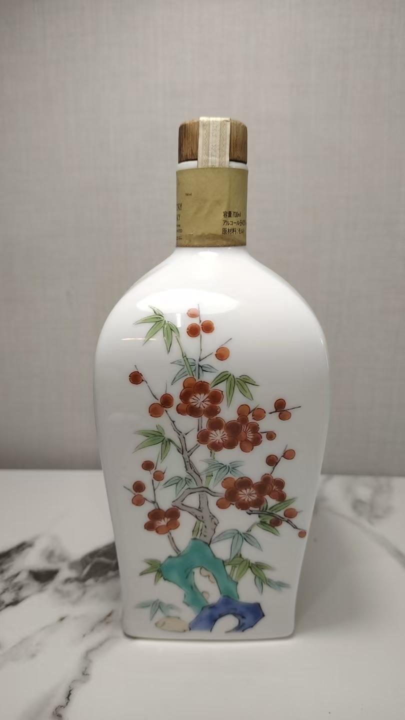 90年代 山崎12年绝版金花标「锦菊梅竹纹」有田烧单一麦芽日本威士忌