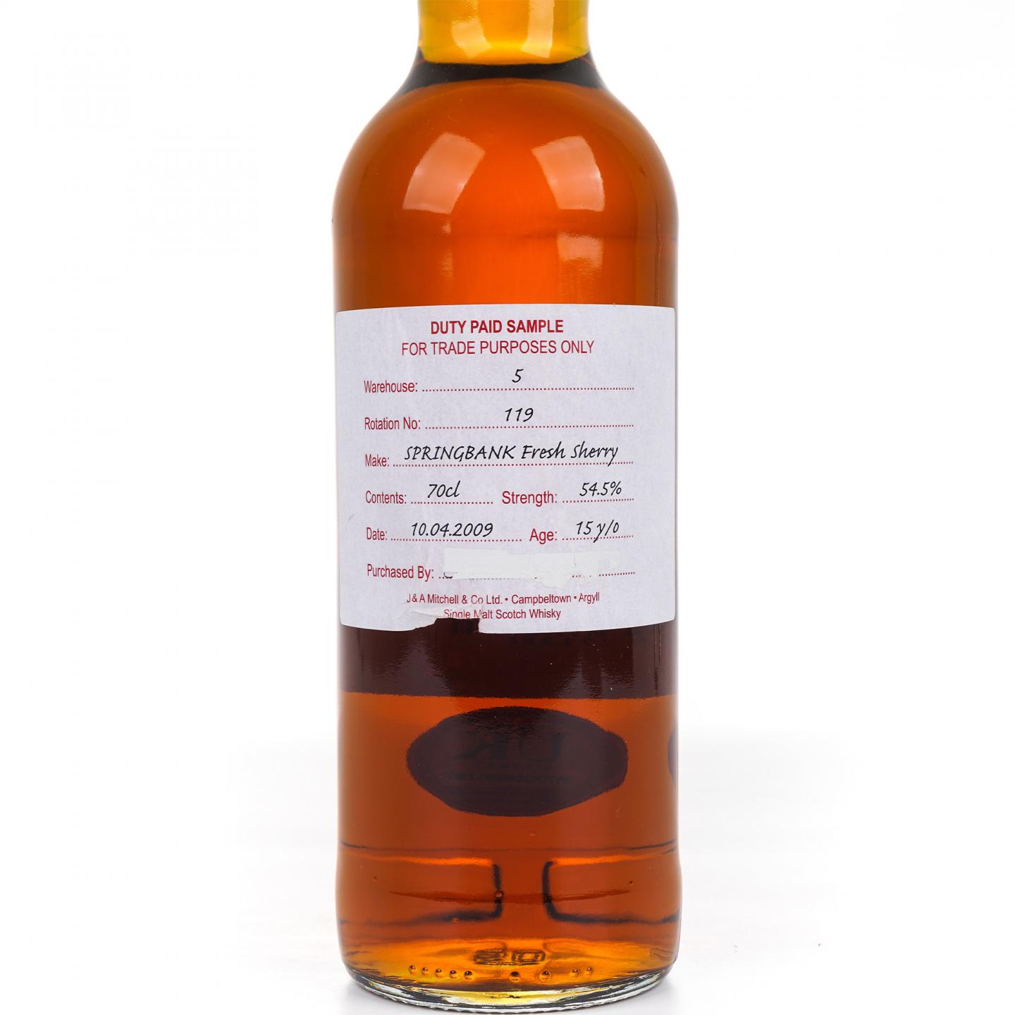 Springbank 云顶 15年 2009 完税瓶 新鲜雪莉桶