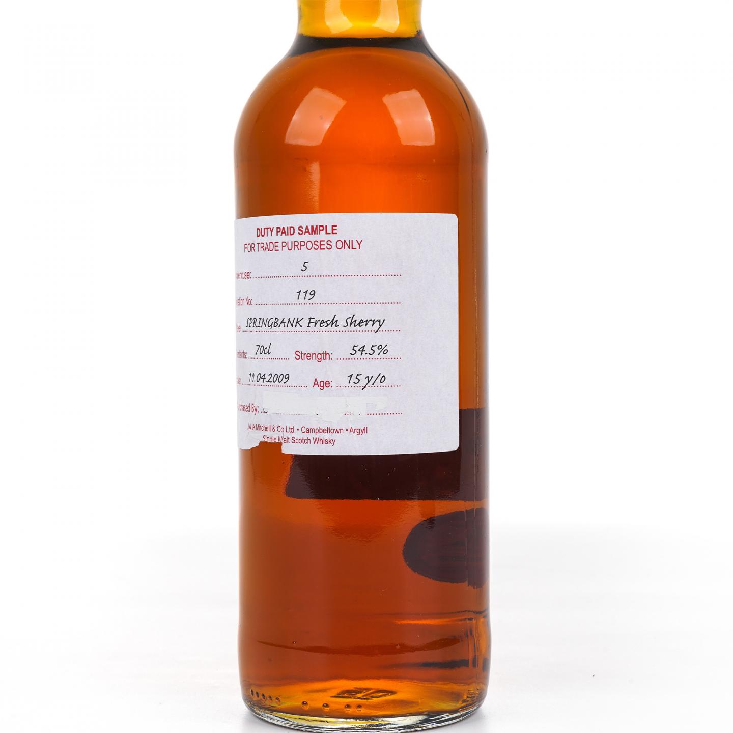 Springbank 云顶 15年 2009 完税瓶 新鲜雪莉桶
