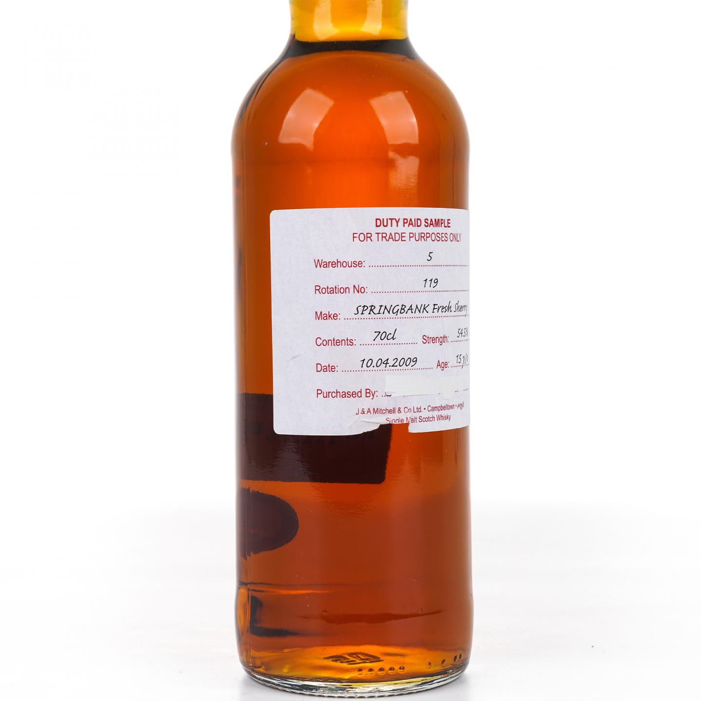 Springbank 云顶 15年 2009 完税瓶 新鲜雪莉桶