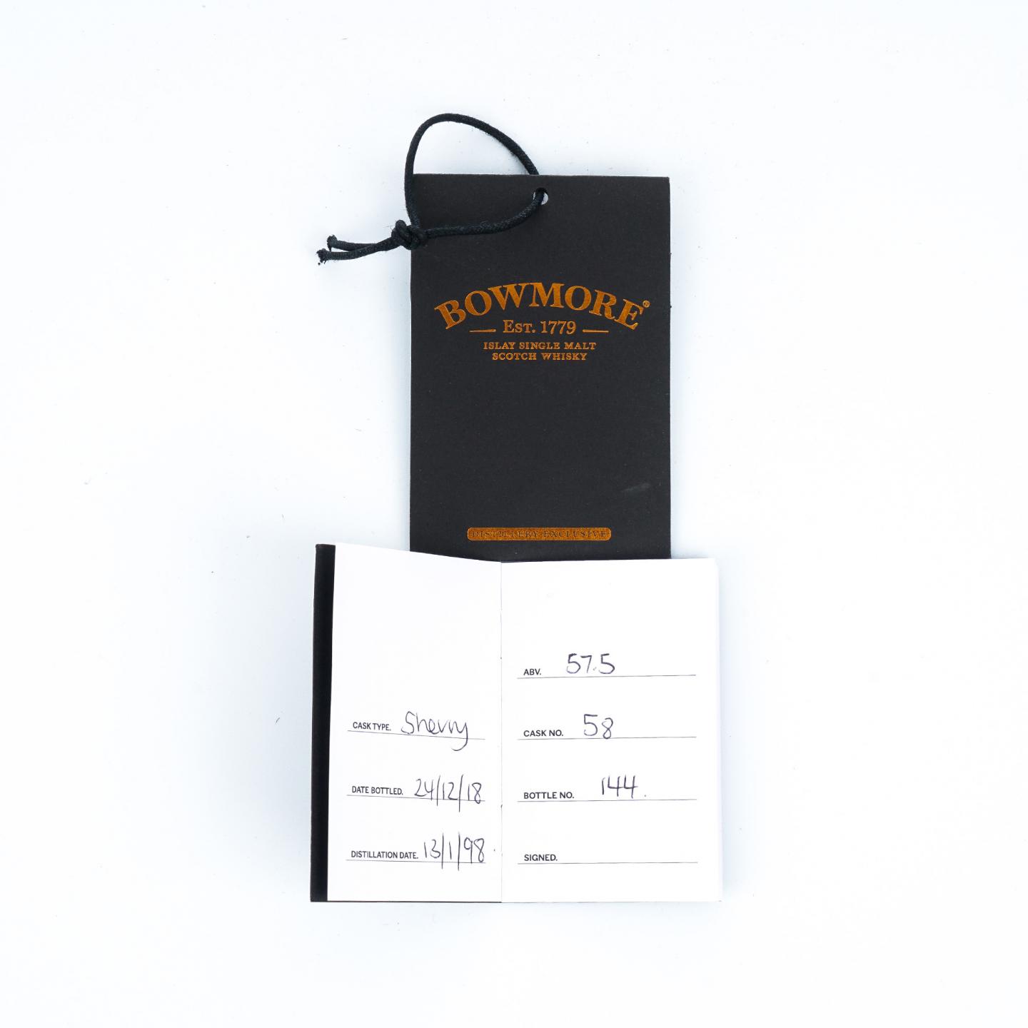 Bowmore 波摩 1998-2018 雪莉桶#58 Hand-Filled 57.5%Vol.