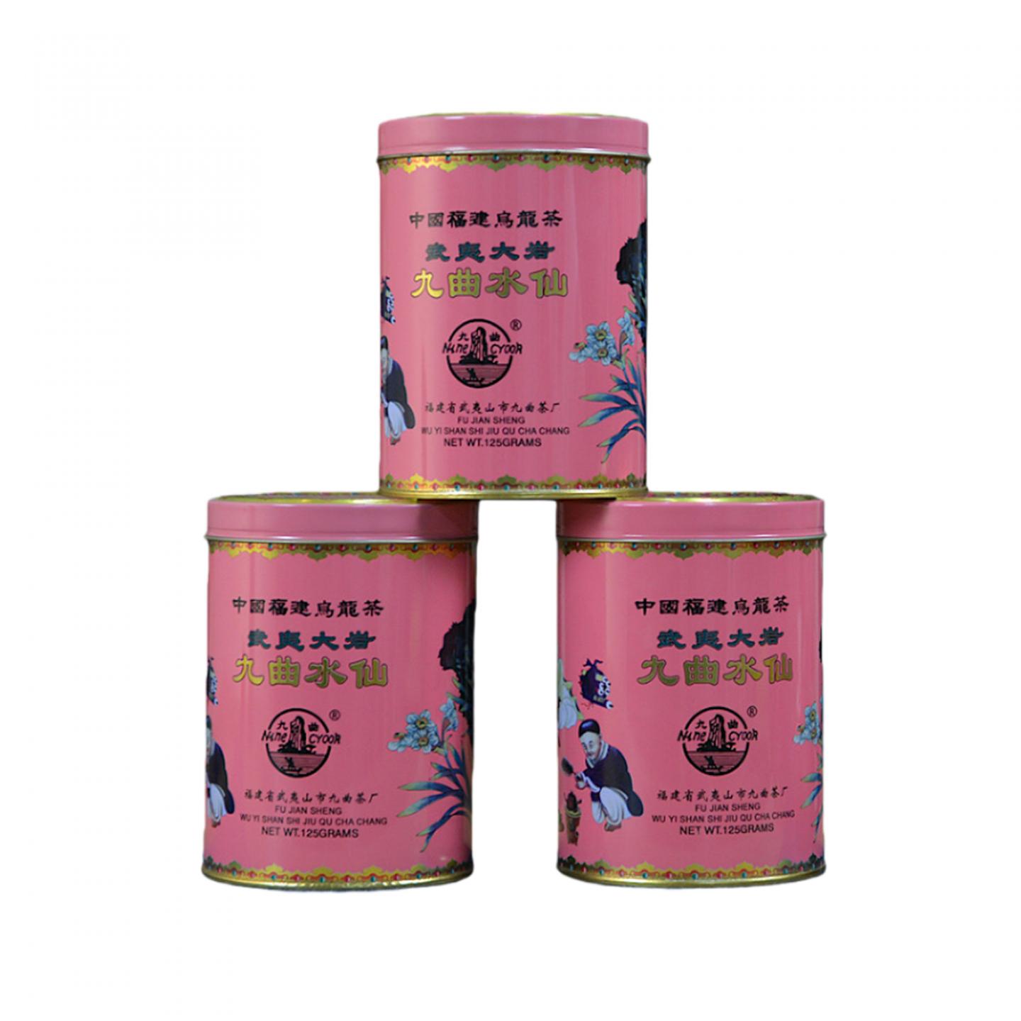 1998年 武夷山市九曲茶厂 原箱大岩产区九曲水仙 125g*3罐